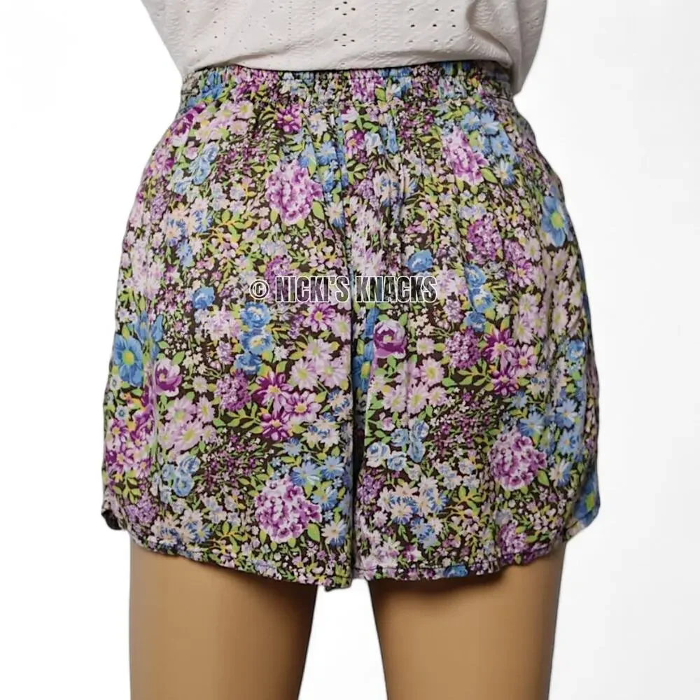 Free People Floral Print High Waisted Wide Leg Boho Cottagecore Shorts Size XS